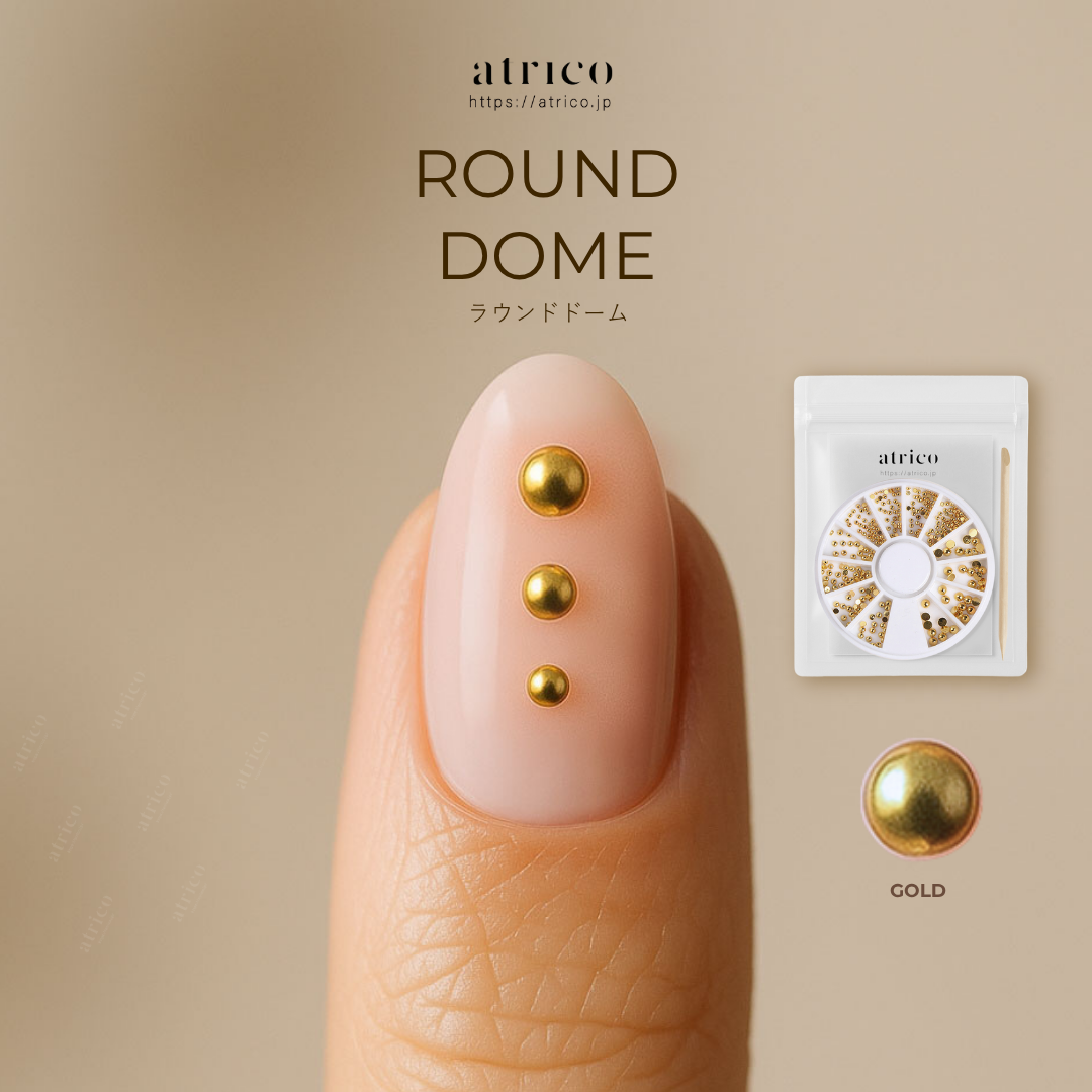ラウンドドーム｜ゴールド 3サイズセット（1.5mm／2mm／3mm）／atrico（ウッドスティック付）