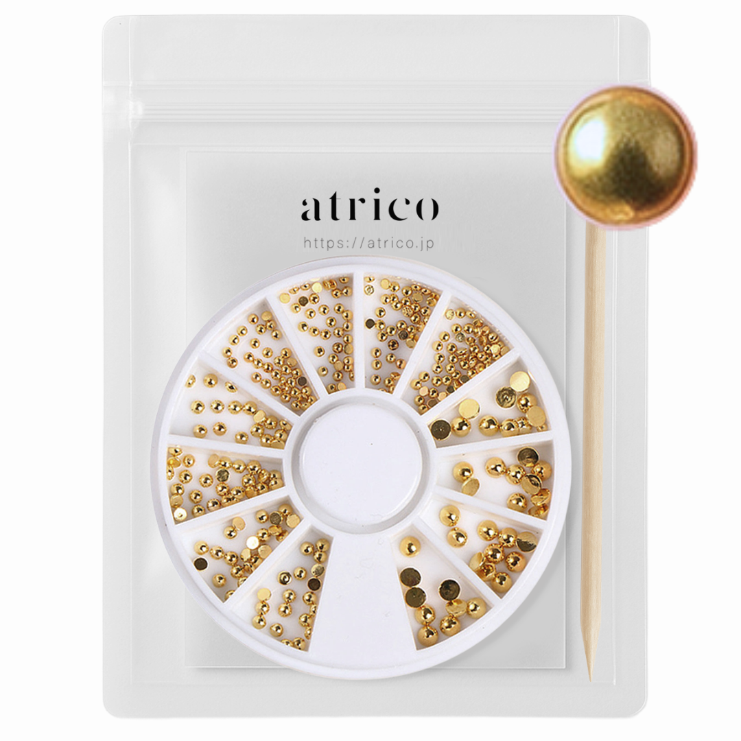 ラウンドドーム｜ゴールド 3サイズセット（1.5mm／2mm／3mm）／atrico（ウッドスティック付）