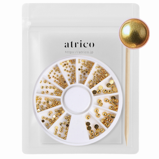 ラウンドドーム｜ゴールド 3サイズセット（1.5mm／2mm／3mm）／atrico（ウッドスティック付）