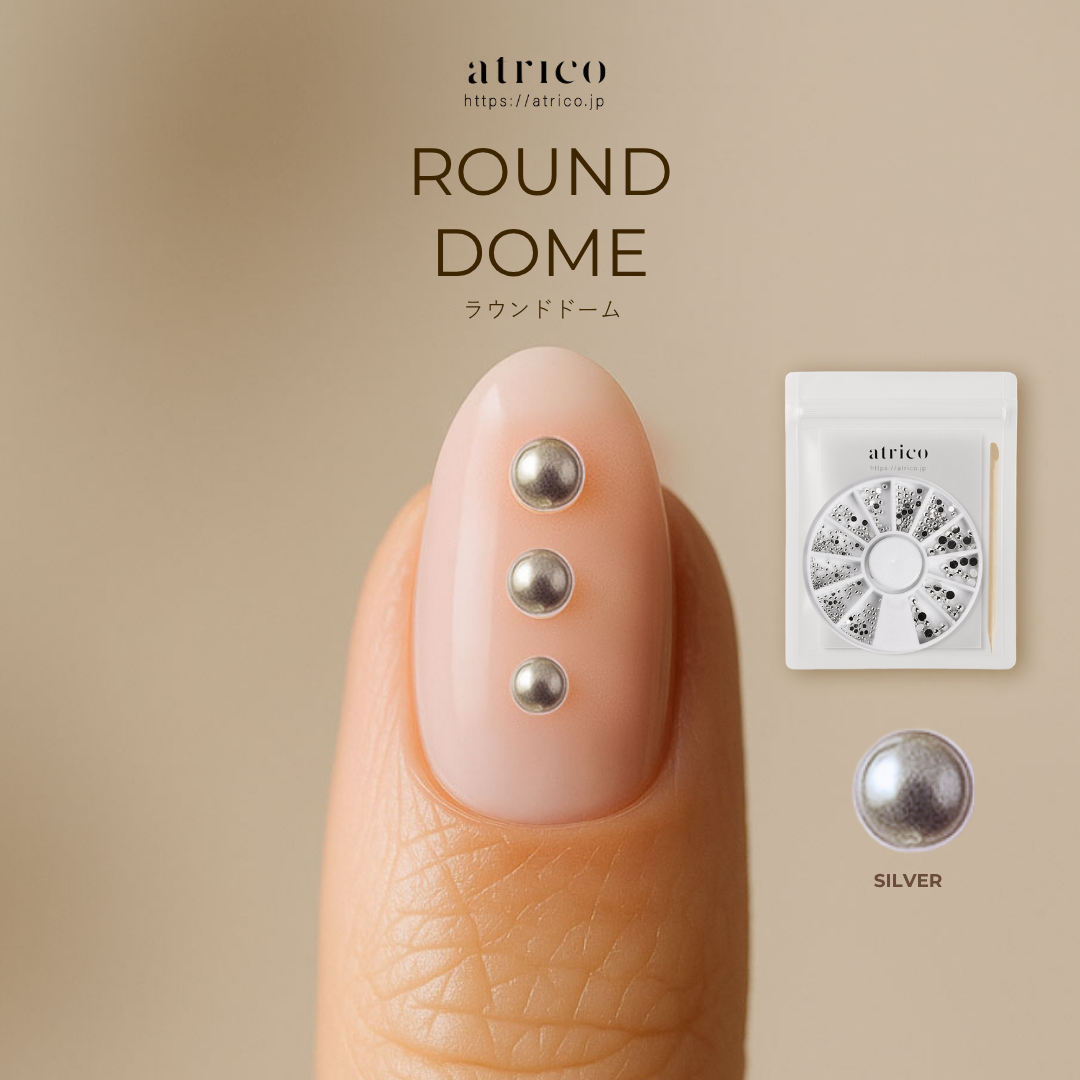 ラウンドドーム｜シルバー 3サイズセット（1.5mm／2mm／3mm）／atrico（ウッドスティック付） (コピー)