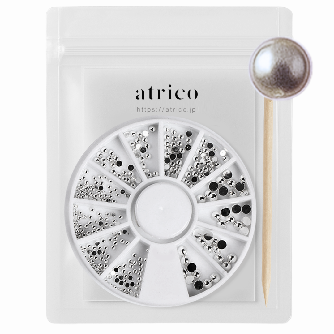 ラウンドドーム｜シルバー 3サイズセット（1.5mm／2mm／3mm）／atrico（ウッドスティック付） (コピー)